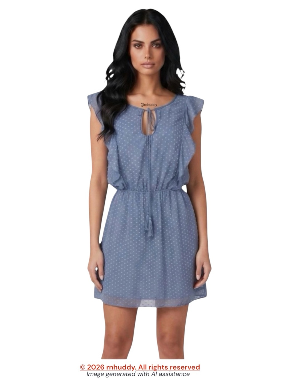 NWOT Chelsea & Violet S blue flutter sleeve Swiss dot dress